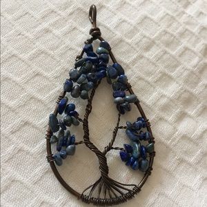 Handmade LG wrapped Tree Pendant w Genuine Stones